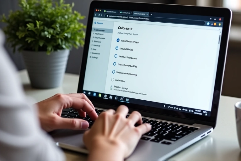 A person managing cookie settings on a computer browser with various options